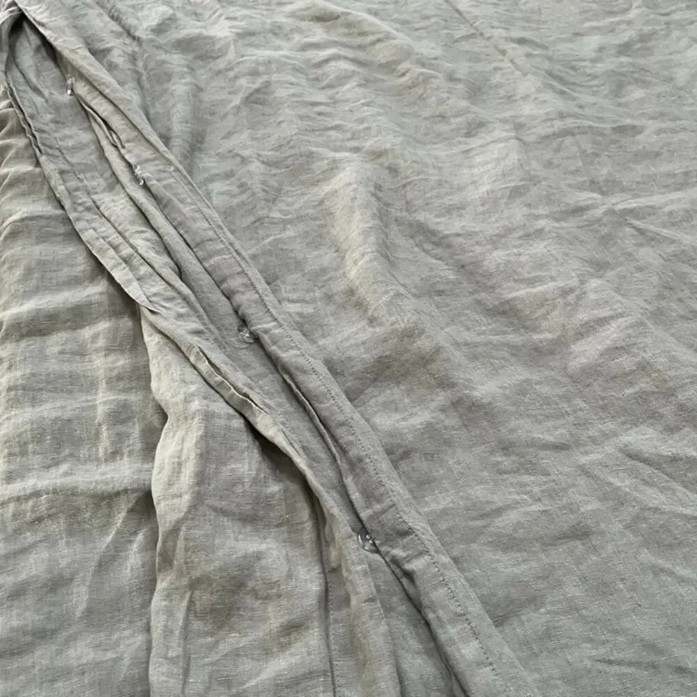 West Elm European Flax Linen Duvet Cover King Sage Green